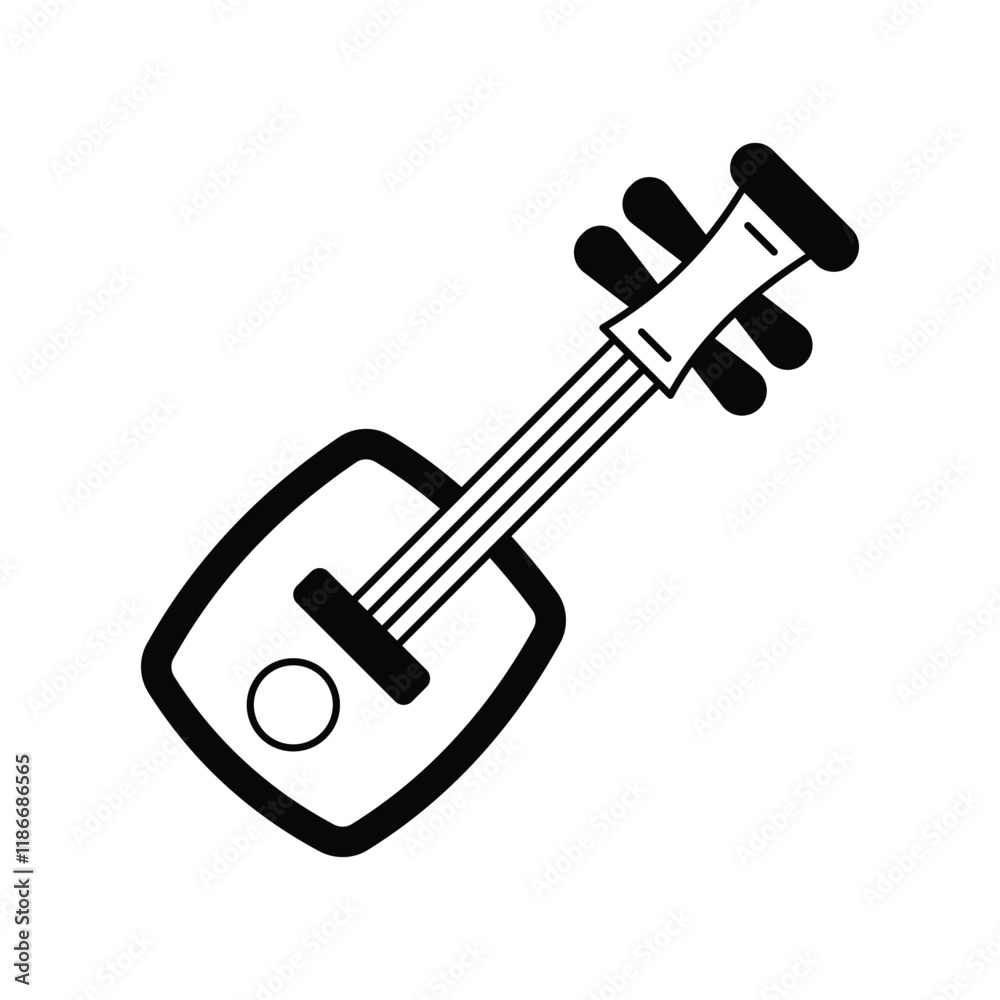 Shamisen glyph icon with white background vector stock illustration Shamisen glyph icon with white background vector stock illustration