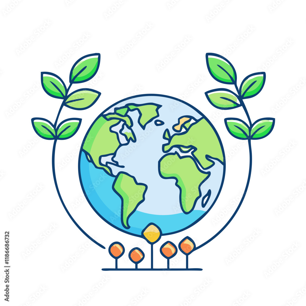globe with plants vector icon, earth day vector illustration - simple illustration of globe with plants perfect for logos, and earth day-themed designs. globe with plants vector icon, earth day vector illustration - simple illustration of globe with plants perfect for logos, and earth day-themed designs.