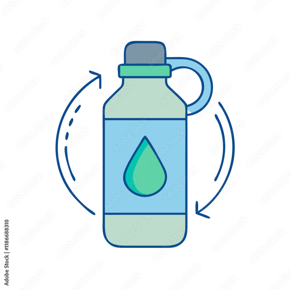 reusable water bottle vector icon, earth day vector illustration - simple illustration of reusable water bottle perfect for logos, and earth day-themed designs. reusable water bottle vector icon, earth day vector illustration - simple illustration of reusable water bottle perfect for logos, and earth day-themed designs.
