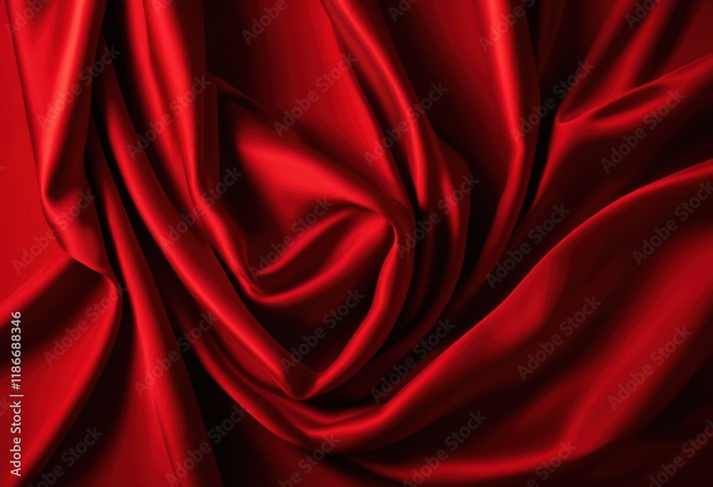 Obraz premium vibrant red textile backdrop product offering rich color texture eye catching visuals, fabric, design, arrangement, studio, layout, surface, scene, style