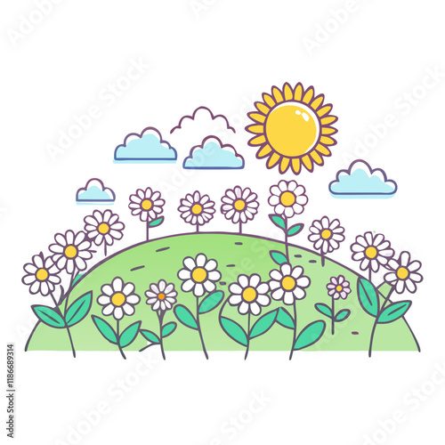 wildflower field vector icon, earth day vector illustration - simple illustration of wildflower field perfect for logos, and earth day-themed designs.