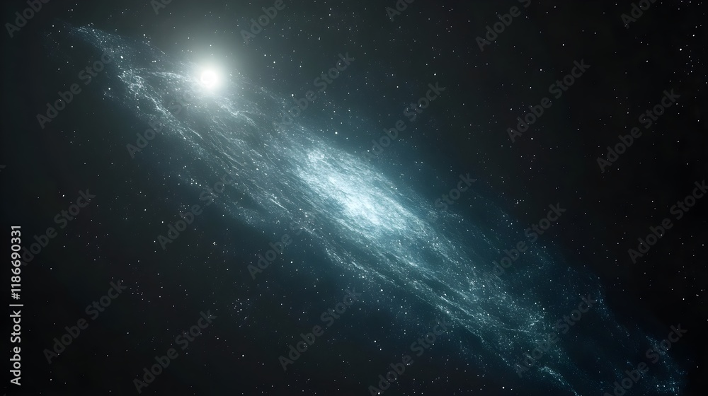 Fototapeta premium Bright Galaxy with Swirling Nebulae and Shining Stars in Space