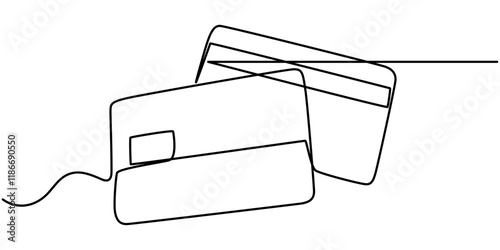 Bank card with a chip, credit card one line art. Continuous line drawing of bank, money, finance, financial, payment, data, savings, economic, wealth, credit, Continuous Line Drawing of Credit Card.