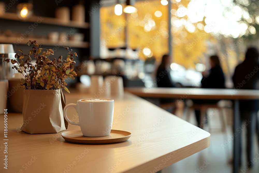 Coffee Break in the Cozy Cafe: A steaming cup of coffee rests on a wooden table in a modern cafe, A gentle blur of people chatting and enjoying their day at a cozy cafe. Coffee Break in the Cozy Cafe: A steaming cup of coffee rests on a wooden table in a modern cafe, A gentle blur of people chatting and enjoying their day at a cozy cafe.