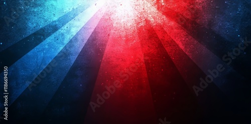 Vibrant light rays in shades of red and blue create a dynamic atmosphere suitable for various events