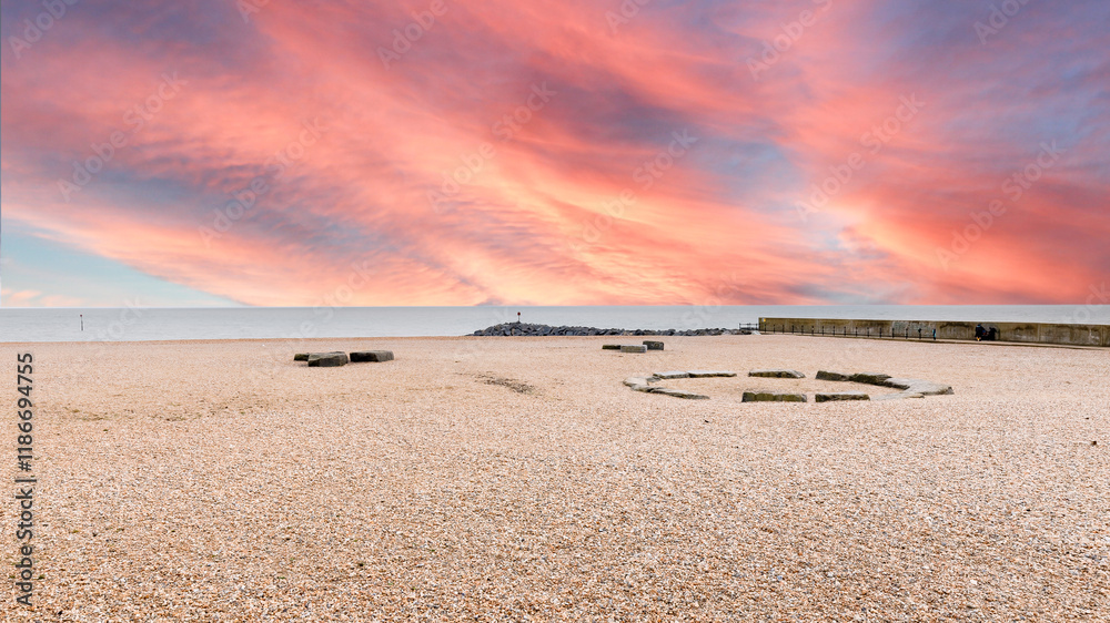 Folkestone beach, in England on winter
