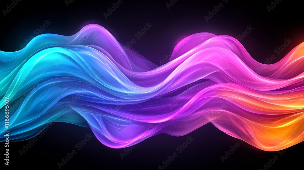 Undulating waves of luminous translucent iridescent shapes in a captivating blend of vibrant neon like hues create a mesmerizing ethereal and dreamlike cinematic abstract art background Undulating waves of luminous translucent iridescent shapes in a captivating blend of vibrant neon like hues create a mesmerizing ethereal and dreamlike cinematic abstract art background