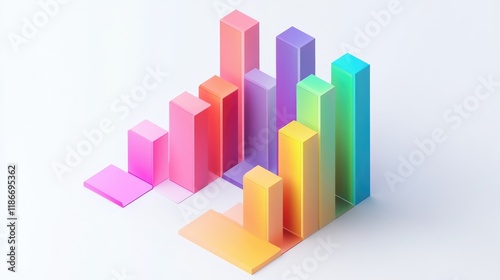 Free Download A colorful bar chart clipart, business graph element, 3D isometric illustration, vibrant, isolated on white background  - GFXLoad