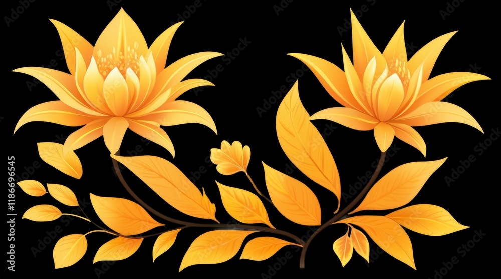 Vibrant and Detailed Botanical Floral Elements for Creative Projects and Designs Vibrant and Detailed Botanical Floral Elements for Creative Projects and Designs