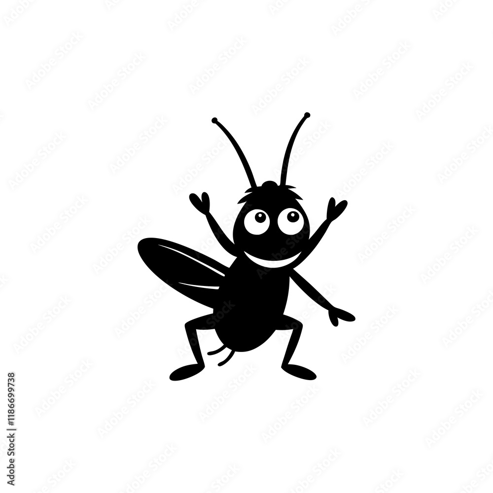 Cricket cartoon vector silhouette Cricket cartoon vector silhouette