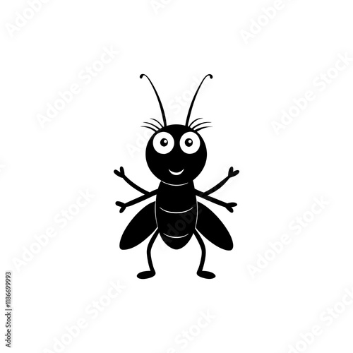 Cricket cartoon vector silhouette