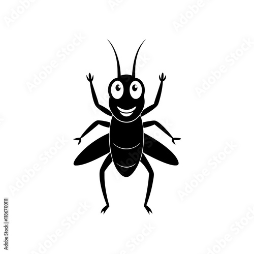 Cricket cartoon vector silhouette