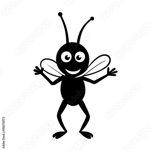 Cricket cartoon vector silhouette