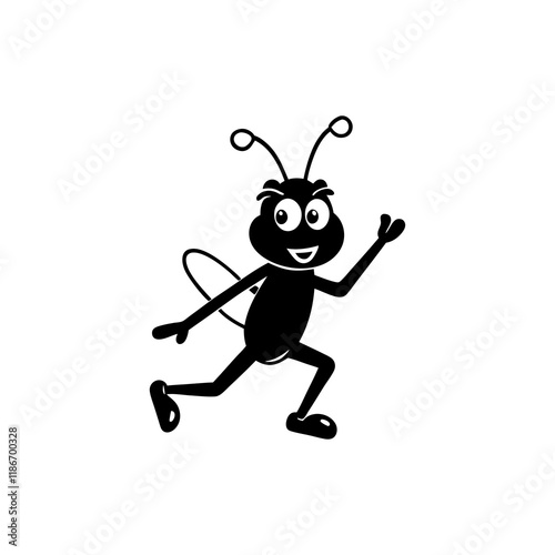 Cricket cartoon vector silhouette