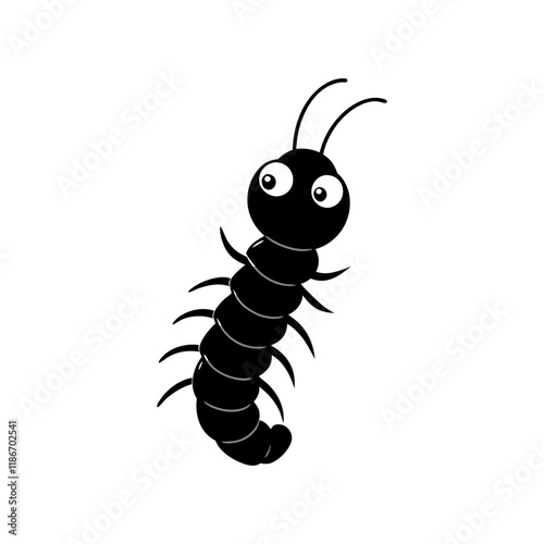 Centipede cartoon vector silhouette