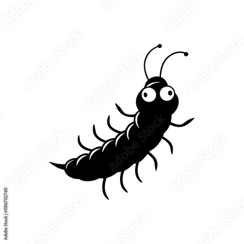 Centipede cartoon vector silhouette