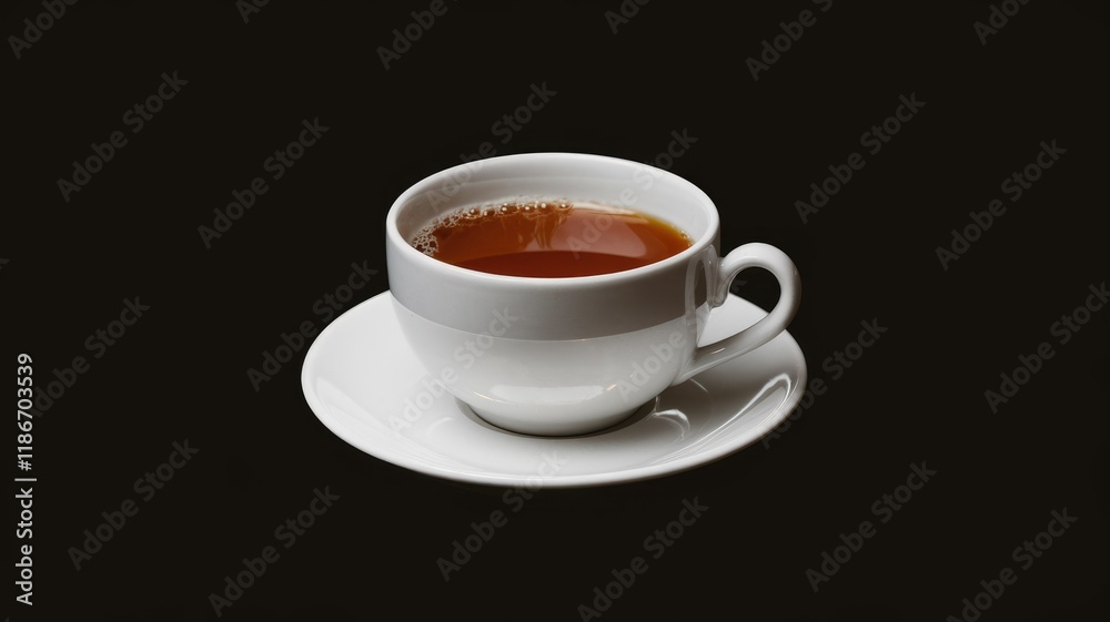 A steaming cup of tea in a white teacup on a saucer against a transparent background. A steaming cup of tea in a white teacup on a saucer against a transparent background.