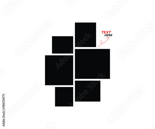 Photo frame interior vector, collage photo, blank photo frame