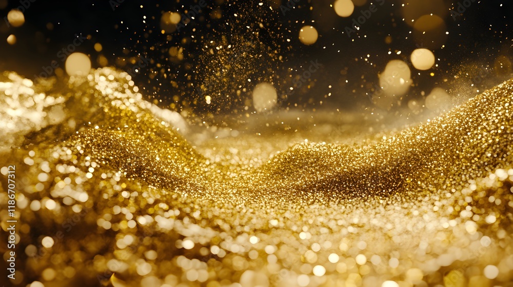 Captivating Golden Glitter on Dark Backdrop with Glamorous Shine Captivating Golden Glitter on Dark Backdrop with Glamorous Shine