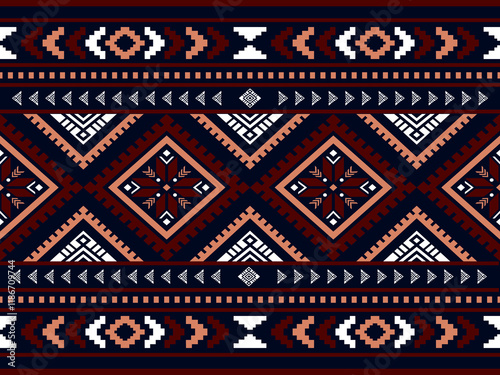 Southwest Aztec geometric Native American Mexican Navajo tribal ethnic boho indian texture ornament seamless pattern fabric colorful design vector for woven textile printing blanket rug carpet fashion