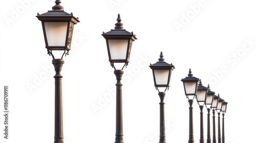 Wallpaper Mural Elegant street lamps aligned, city background, isolated, design element Torontodigital.ca