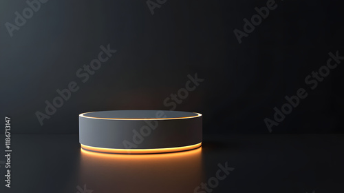 Obraz na płótnie Realistic 3D White Cylindrical Podium with Luxury Gold Ring. Minimalist Mockup Pedestal for Abstract Product Displays and Stage Showcases. w salonie