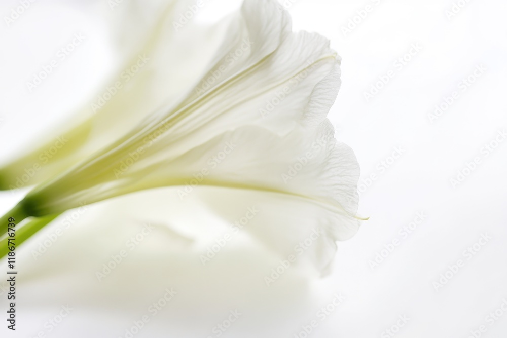 Obraz premium A close-up shot of a white flower on a white surface, ideal for use in designs where simplicity and elegance are required