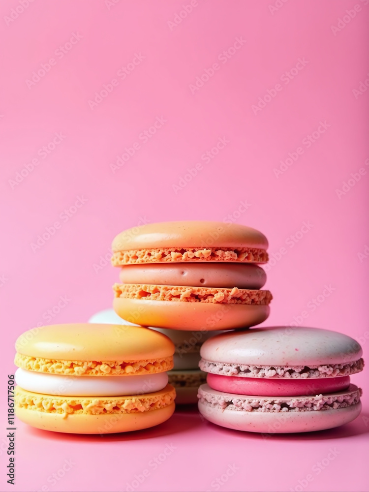 Colorful Macaroons Are Prominently Displayed Against A Bright Pink Background In This Large Banner With Plenty Of Space For Text. 00001 Colorful Macaroons Are Prominently Displayed Against A Bright Pink Background In This Large Banner With Plenty Of Space For Text. 00001