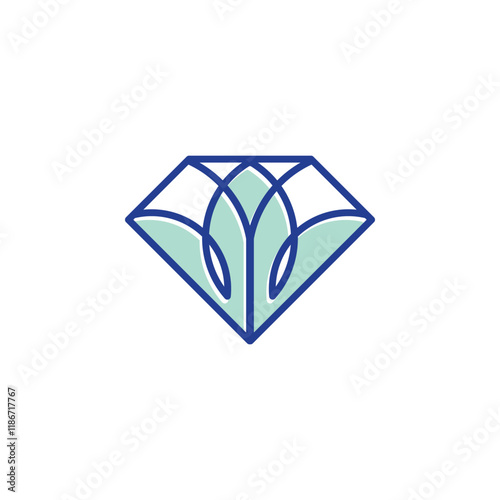 diamond and flower logo design