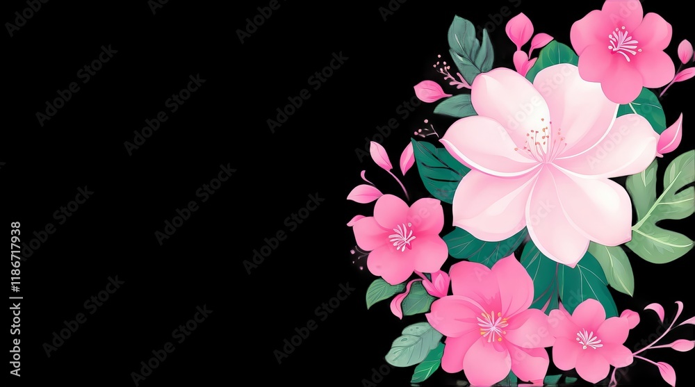 Fototapeta premium Vibrant Floral Arrangement with Botanical Elements in High Detail for Design Use