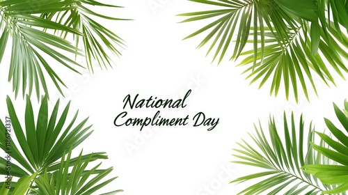 Lush green palm leaves frame 