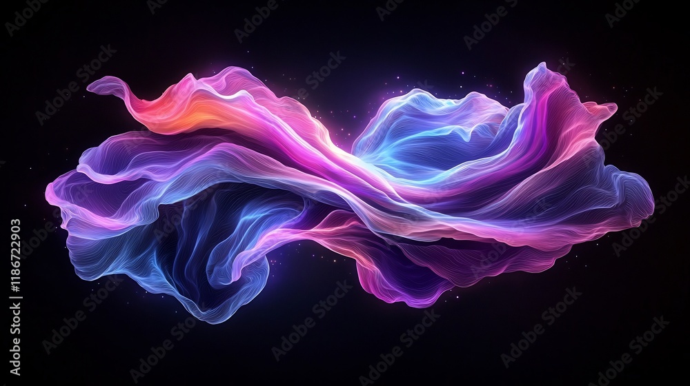 Obraz premium Captivating Iridescent Abstract Design with Undulating Chromatic Luminescent Patterns Visually Striking Shimmering Display of Ethereal Energy and Mesmerizing Textures in Experimental Digital Art