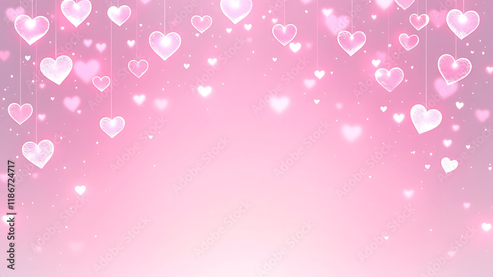 Pink falling hearts abstract background frame with empty space .Valentine's Day background. Pink falling hearts abstract background frame with empty space .Valentine's Day background.
