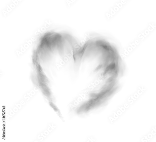 Graceful heart-shaped smoke swirls rise gently, symbolizing love and warmth. Soft white waves create a dreamy, intimate atmosphere, perfect for romantic visuals or cozy, heartfelt moments.