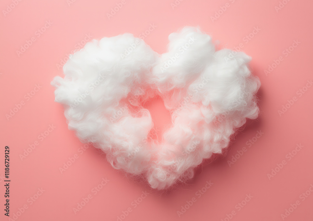 Heart shaped cloud on pink background, soft and dreamy Heart shaped cloud on pink background, soft and dreamy