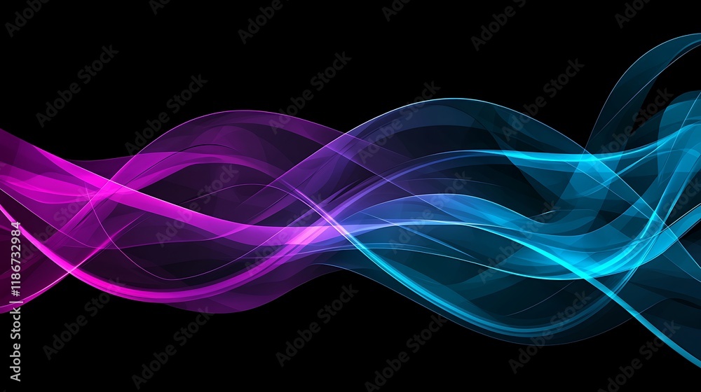 Dynamic Abstract Digital Background Featuring Flowing Waves in Vibrant Shades of Pink and Blue for Creative and Modern Design Projects