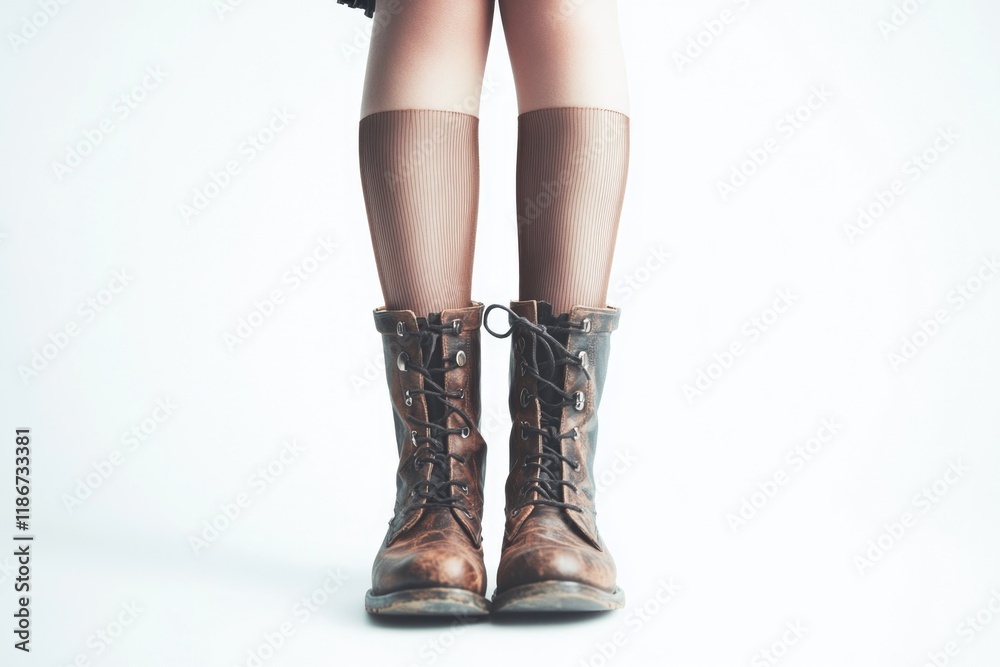 A pair of brown boots with laces, great for outdoor activities or as a prop A pair of brown boots with laces, great for outdoor activities or as a prop