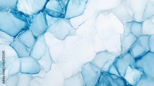 Blue liquid watercolor background with golden stains. Abstract painting in blue, white and gold tones, fluid style marble alcohol ink drawing.
