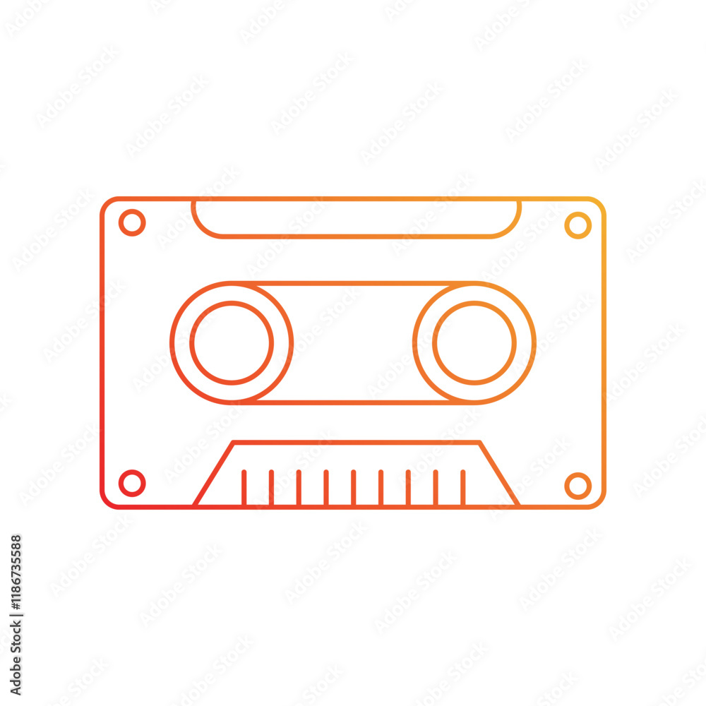 Fototapeta premium Cassette Tape gradient icon with white background vector stock illustration