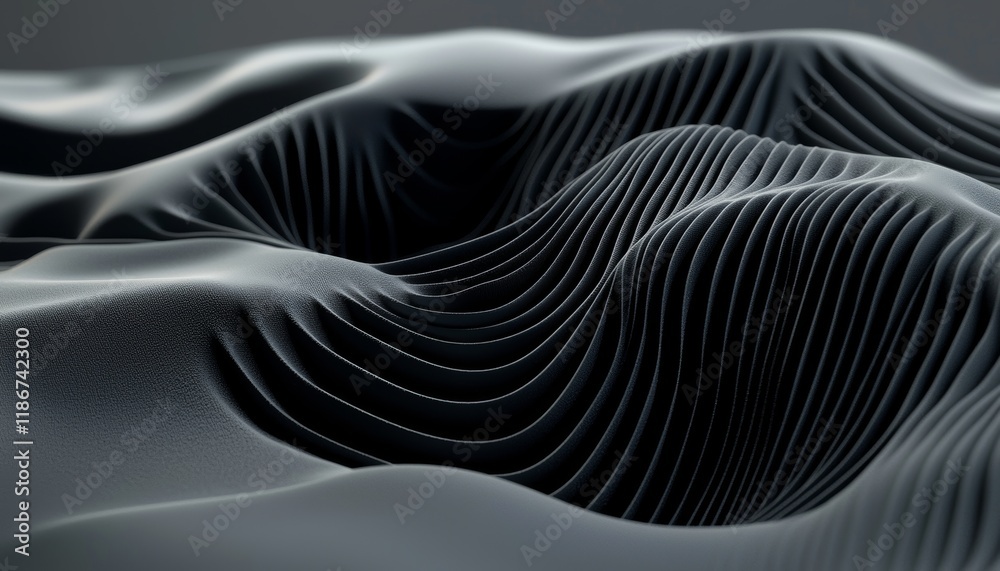 Abstract black wavy landscape with lines. Abstract black wavy landscape with lines.