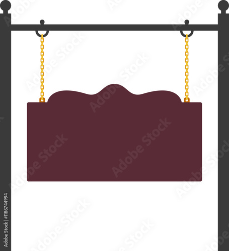 Illustration of a hanging sign board with blank copy space. Empty sign board for your design. 