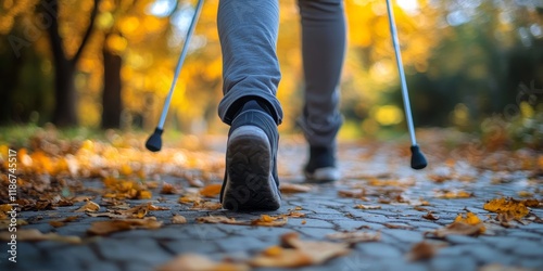 Physical therapy focusing on walking, utilizing techniques to enhance mobility, strength, and coordination. Walking plays a crucial role in effective physical therapy for rehabilitation purposes. photo