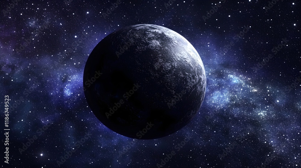 Obraz premium Serene Dark Blue Sky with Infinite Stars and a Mystical Planet