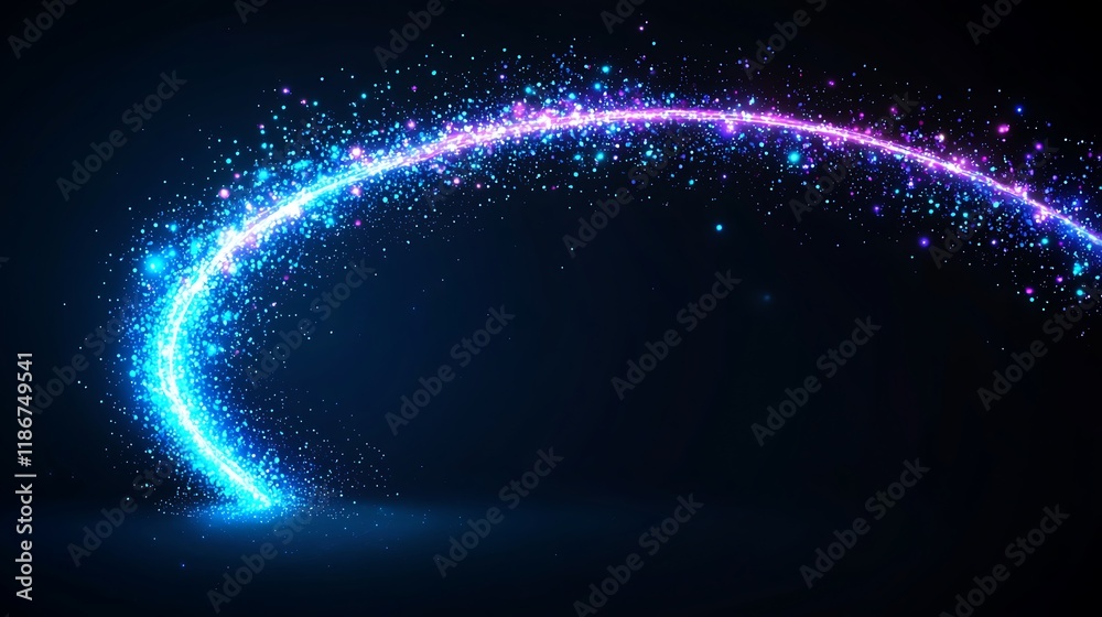 Fototapeta premium Vibrant and Flowing Data Visualization with Sparkling Effects in a Dark Background Ideal for Tech, Science, and Abstract Concepts Representation