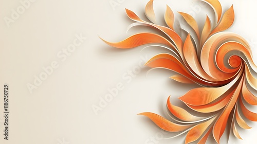 Abstract Orange Floral Design Swirling Pattern
