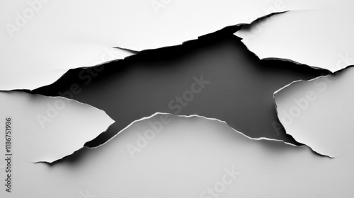 Abstract Torn Paper Texture: A Monochromatic Study of Ripped Edges and Shadowy Depths