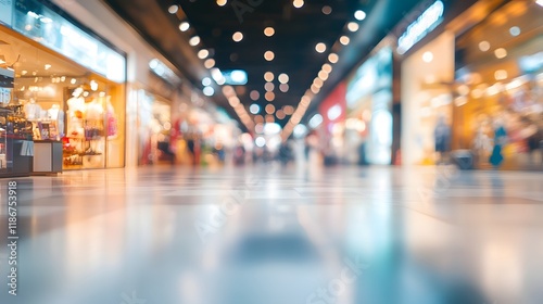 Wallpaper Mural Blurred Shopping Mall Interior Showing Shoppers and Stores Torontodigital.ca