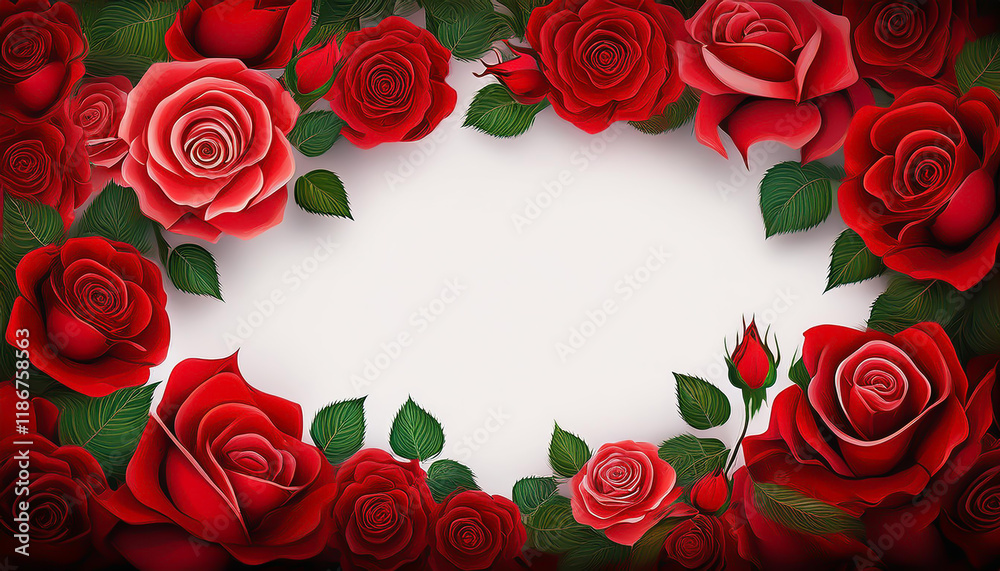 Rose Frame with White Background, Elegant White Rose Frame Rose Frame with White Background, Elegant White Rose Frame