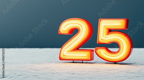 Twenty-five Neon Sign on Snow photo