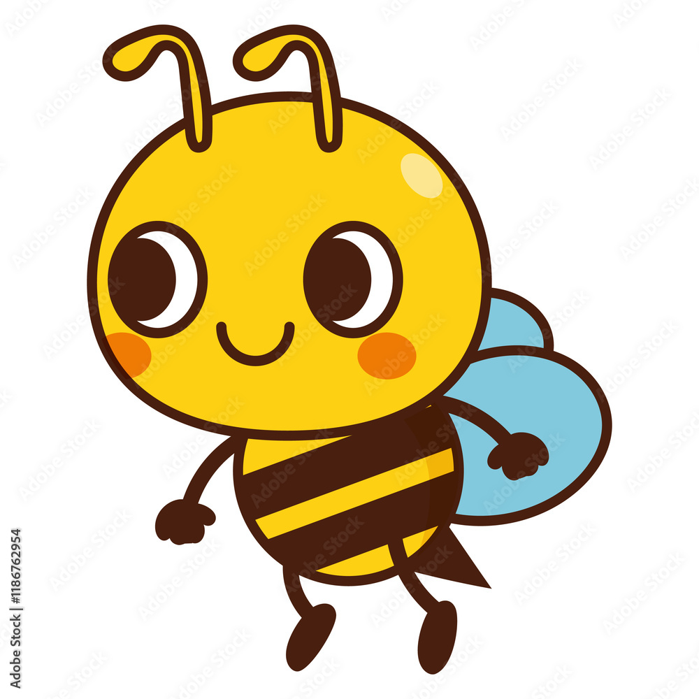 Funny Honey Bee Cartoon, Sweet happy spring, Cute Cartoon Bee Character